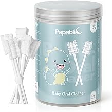 Papablic Baby Tongue Cleaner, Baby Oral Cleaner, Disposable Infant Mouth Cleaner Newborn, Upgrade Gum Cleaner with Paper Handle for Infants Ages 0-2 Years, 40 Pack