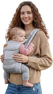 Baby Carrier Newborn to Toddler(7-30lbs), Toddler Carrier with Adjustable Shoulder Strap, Baby Holder Carrier with Breathable Mesh Fabric, Grey