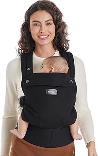 Momcozy Baby Carrier - Ergonomic, Cozy and Lightweight Carrier for 7-45lbs, Effortless to Put On, Ideal for Hands-Free Parenting, Enhanced Lumbar Support, Purehug for Infant to Toddler, Black