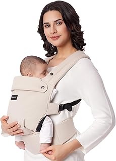 Momcozy Baby Carrier - Ergonomic, Cozy and Lightweight Carrier for 7-45lbs, Effortless to Put On, Ideal for Hands-Free Parenting, Enhanced Lumbar Support, Purehug for Infant to Toddler, Khaki
