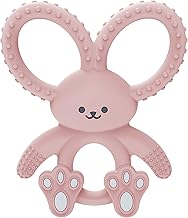 Dr. Brown's Flexees Teether, Pink Bunny, Soft 100% Silicone Baby Teether, BPA Free, 3m+, 1 Pack