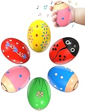 6 Pack Wooden Percussion Musical Shaker Easter Basket Stuffers for Toddler, Prefilled Easter Eggs Fillers Basket Essentials for Gifts Toys for Toddlers Kids Babies Boys Girls