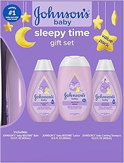 Johnson's Baby Sleepy Time Gift Set with Calming Bedtime Bath, Bedtime Lotion & Calming Shampoo, Baby Bedtime Essentials with Relaxing NaturalCalm Aromas, Hypoallergenic, 3 Items