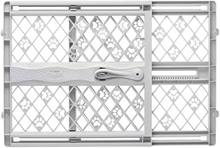 MYPET North States Paws Portable Pet Gate: 26-40" Wide. Pressure Mount. No Tools Needed. Made in USA. Dog Gate 23" Tall, Expandable, Durable Dog Gates for Doorways, Light Gray