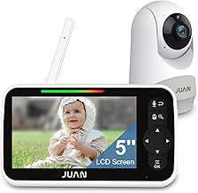 JUAN Baby Monitor with Camera and Audio, 5" LCD Screen, No WiFi 100% Private, 3500mAh Long Battery, 1000ft Range Connection, Remote Pan-Tilt-Zoom, Crystal Night Vision, 2-Way Talk for Newborn Infant