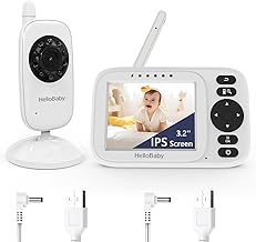 HelloBaby Baby Monitor with Camera and Audio - 3.2” IPS Screen,USB Cable,No WiFi,Manual Baby Camera Adjustment,Night Vision,ECO Mode, 1000ft Range | Portable for Travel,Mom,Pet, Elderly | Model HB2438
