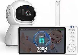 Video Baby Monitor with Camera and Audio,720P 5" HD Wireless No WiFi, 2-Way Talk,Voice Motion Detection, 8 Lullabies, 1000ft Long Range, Night Vision, Temperature & Feeding Alarm, 355° PTZ