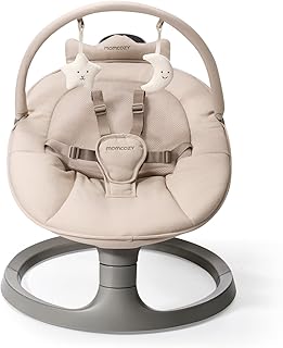Momcozy 2-in-1 Electric Baby Swing, Dual-Arm Support System & Parent-Inspired Motions, Convertible to Toddler Seat up to 66 lbs, Adjustable Height, Lightweight, Khaki