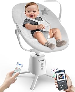 Zoicay Baby Swing,Baby Swings for Infants with 3 Modes & 5 Speeds, BT Enabled App & Remote Control, Electric Swing – 6 Lullabies and 3 Timer Setting, 2 Seat Positions and 5-Point Harness Swing (White)