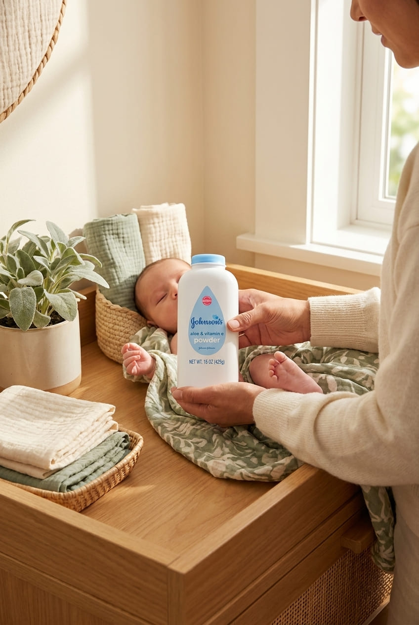 Johnson's Baby Powder with Naturally Derived Cornstarch, Aloe & Vitamin E for Delicate Skin, Hypoallergenic, Free of Parabens, Phthalates & Dyes for Gentle Baby Skin Care, 15 oz