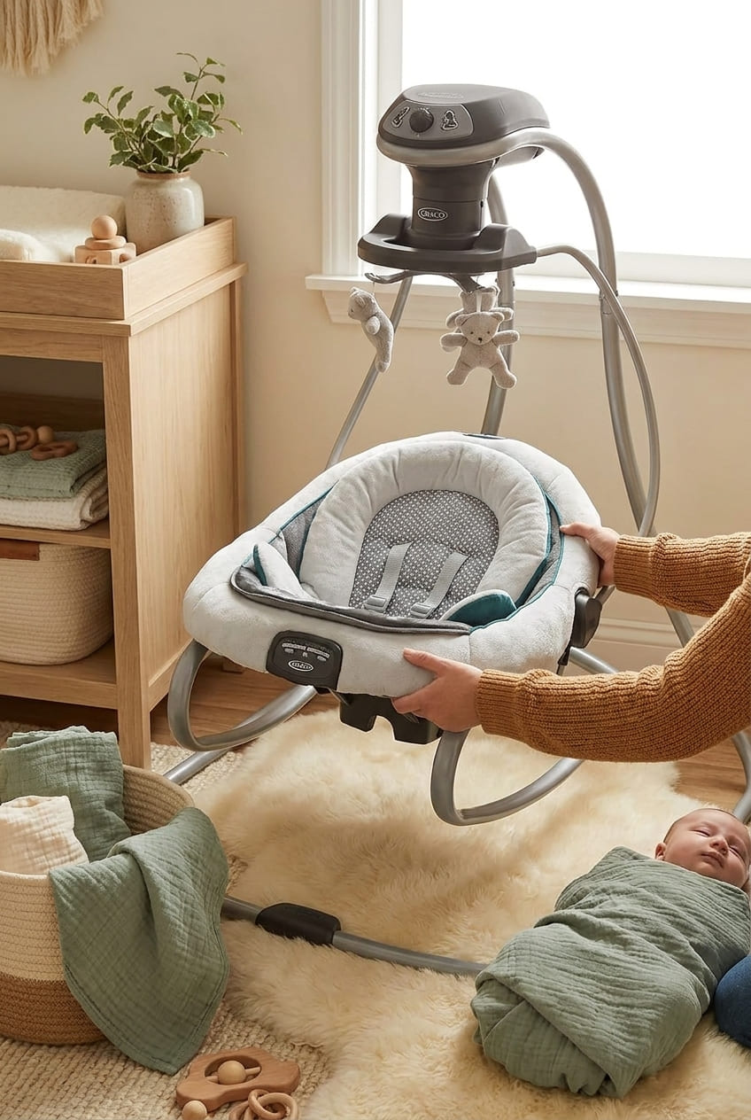 Graco DuetSoothe Swing and Rocker with Removable Swing Seat and 6 Swinging Speeds for Toddler Swing Seat and Swing Chair