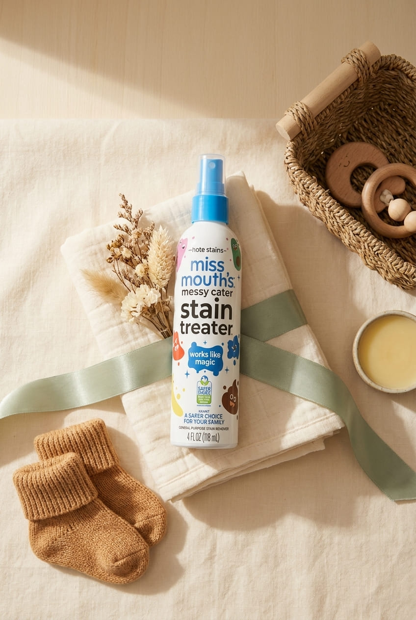 Miss Mouth's Messy Eater Stain Treater Spray - 4oz Stain Remover - Newborn & Baby Essentials - No Dry Cleaning Food, Grease, Coffee Off Laundry, Underwear, Fabric