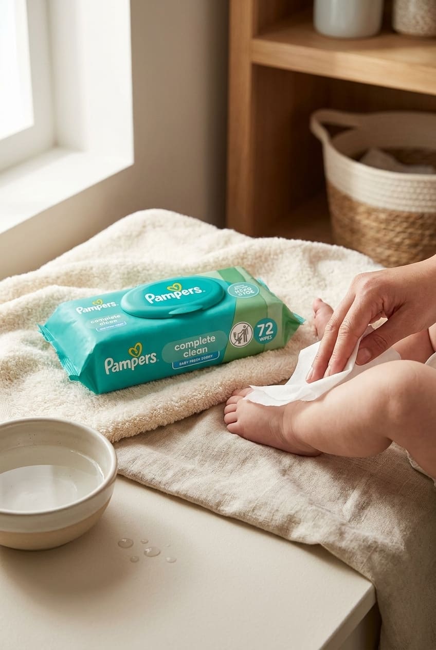 Pampers Baby Wipes, Complete Clean Baby Fresh Scented Wipe, Gently Cleans Head to Toe, 72 Total (1 Flip-Top Packs)