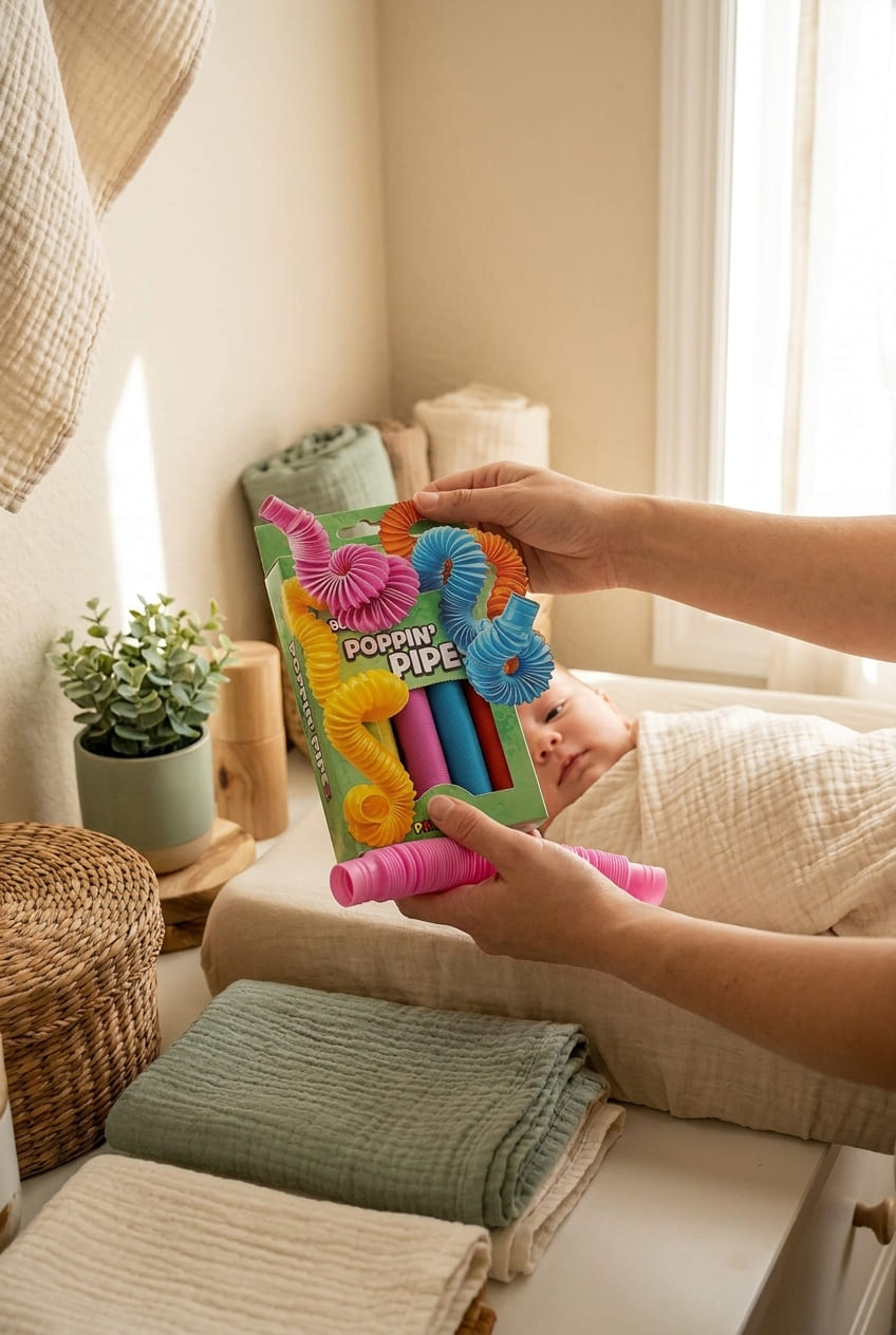 BUNMO Easter Basket Stuffers - Pop Tubes - Fidget Sensory Toys - Creative Learning - Hours of Fun for Kids - Easter Basket Stuffers for Toddler- Tons of Ways to Play - Non-Mouthable 3+ - 4 Pack Large