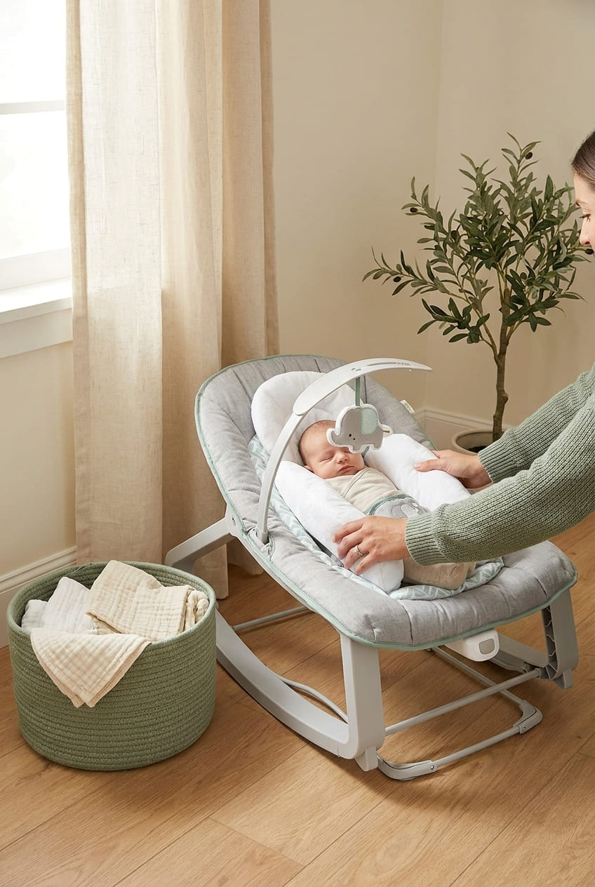 Ingenuity Keep Cozy 3-in-1 Grow with Me Vibrating Baby Bouncer, Seat & Infant to Toddler Rocker, Vibrations & -Toy Bar, 0-30 Months Up to 40 lbs (Weaver)