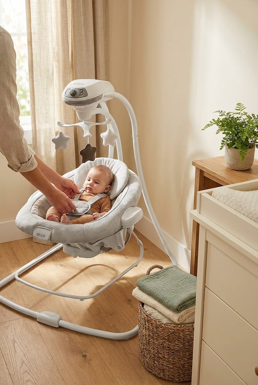 Graco DuetConnect LX Portable Baby Swing and Bouncer, Multi-Direction Baby Bouncer Seat, Multiple Swing Speeds, Redmond