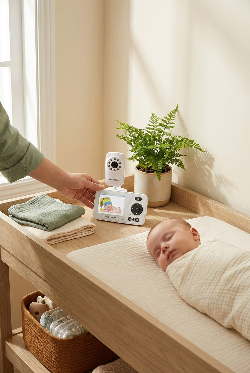 HelloBaby HB30 Video Baby Monitor with Digital Camera and Audio, No WiFi No App Safety Baby Monitor, 8 Languages, Auto Night Vision, 1000ft Transmission Range, 2.4 inch Portable Screen