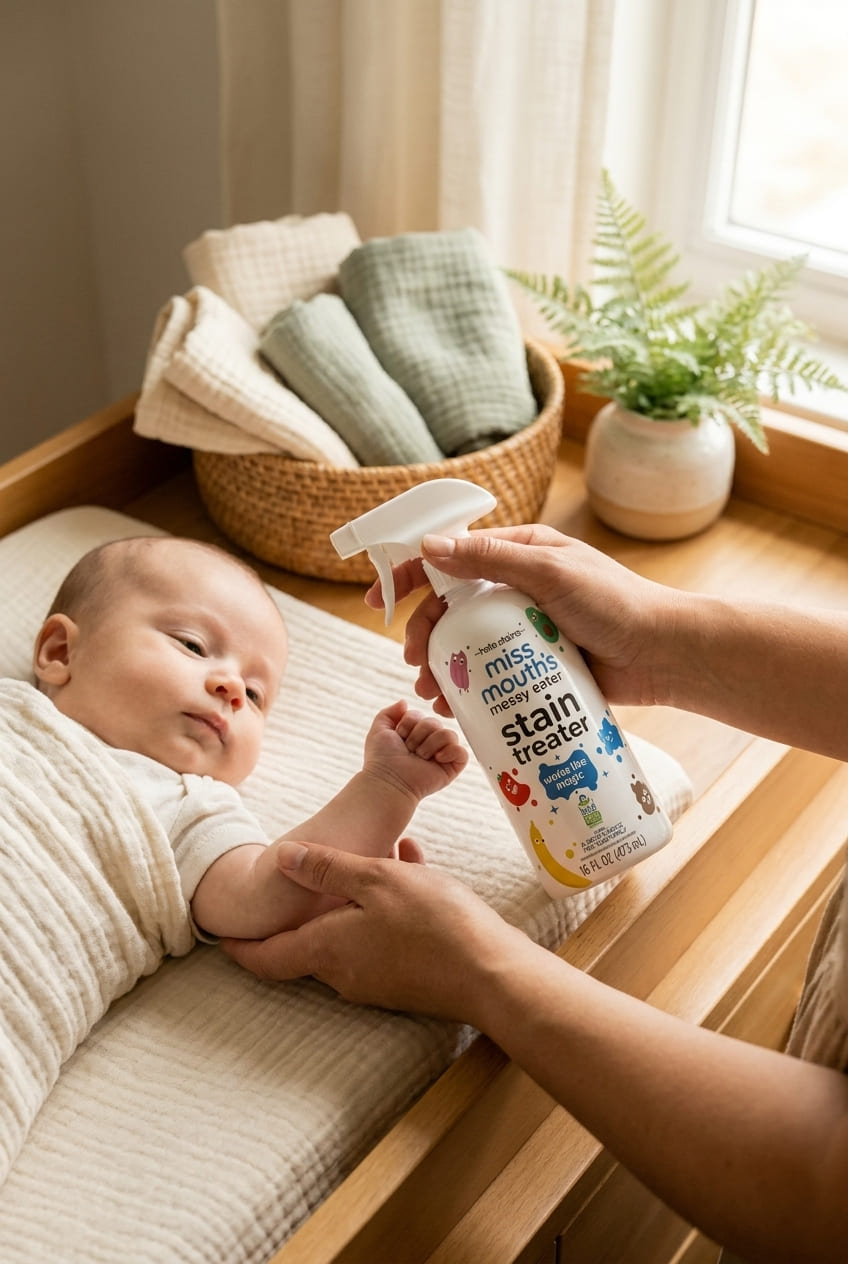 Miss Mouth's Messy Eater Stain Treater Spray - 16oz Stain Remover - Newborn & Baby Essentials - No Dry Cleaning Food, Grease, Coffee Off Laundry, Underwear, Fabric