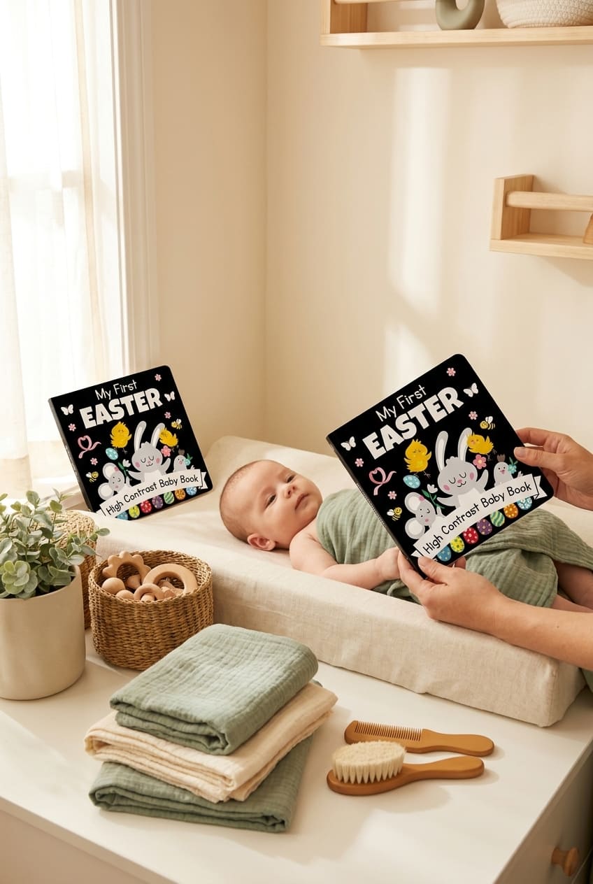 My First Easter! High Contrast Baby Book - 0-12 Months - White Easter pictures: 32+ Cute Black & White High Contrast Images To Develop Babies Eyesight ... Books for Infants. (Easter Basket Stuffers)