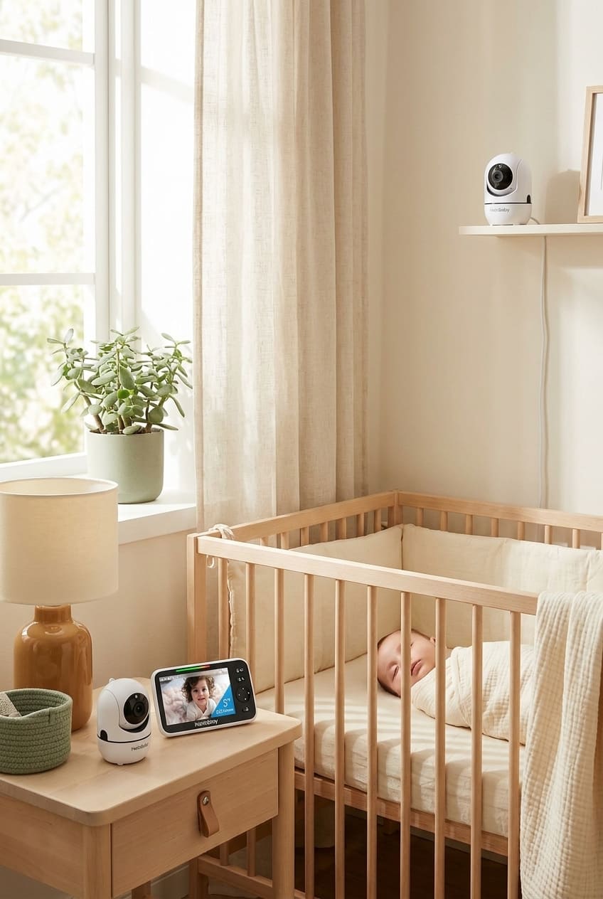 HelloBaby Upgrade 5’’ Baby Monitor with 30-Hour Battery, 2 Cameras Pan-Tilt-Zoom, 1000ft Range Video Audio Baby Monitor No WiFi, VOX, Night Vision, 2-Way Talk, 8 Lullabies and Temperature