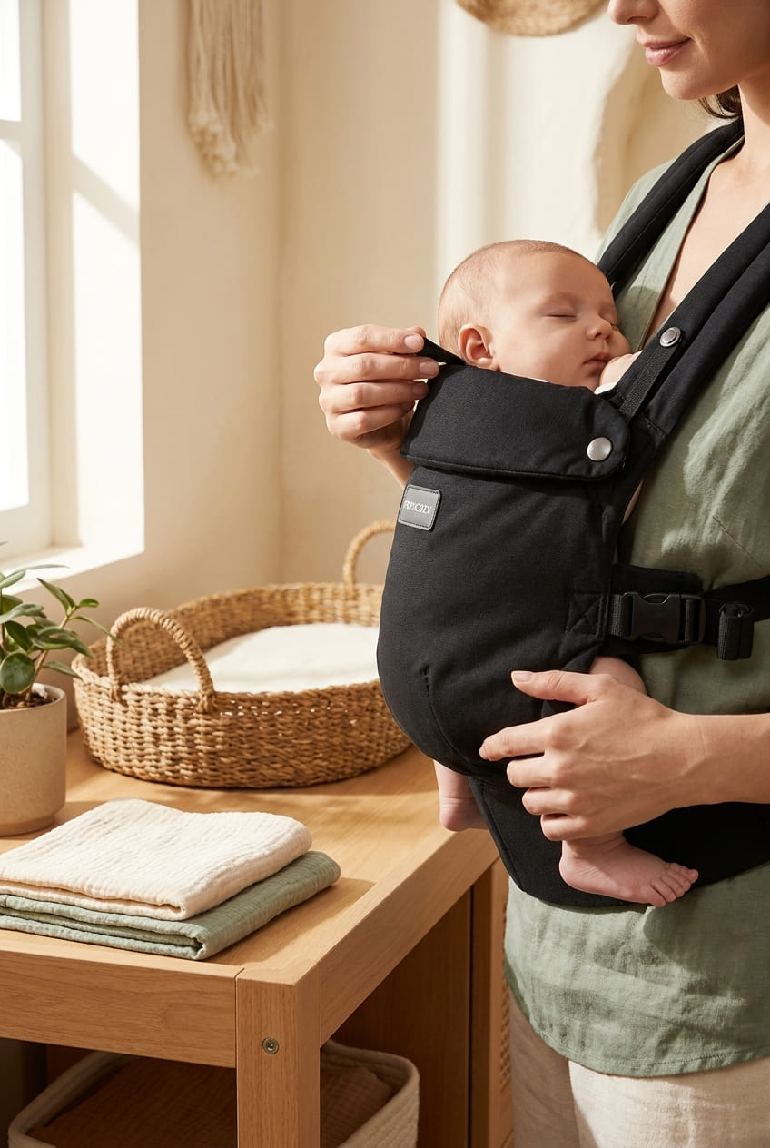 Momcozy Baby Carrier - Ergonomic, Cozy and Lightweight Carrier for 7-45lbs, Effortless to Put On, Ideal for Hands-Free Parenting, Enhanced Lumbar Support, Purehug for Infant to Toddler, Black