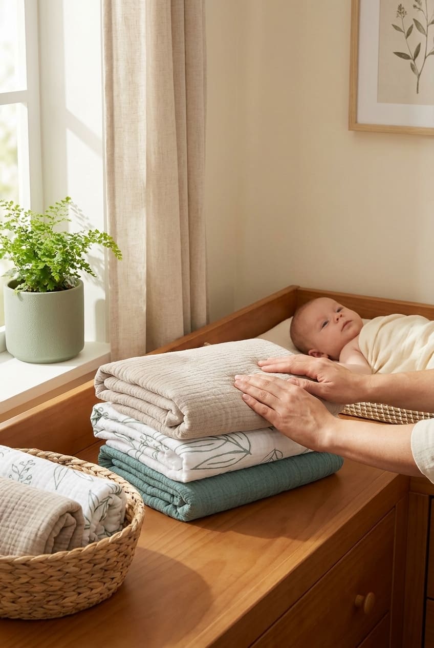 Muslin Swaddle Blankets for Newborn, 3 Pack Breathable Soft Receiving Blanket, Large 38 x 40 inches Swaddle Wrap Burping Clothes, Essentials Infant Shower Items, Toddler Gift (Bright Colors)