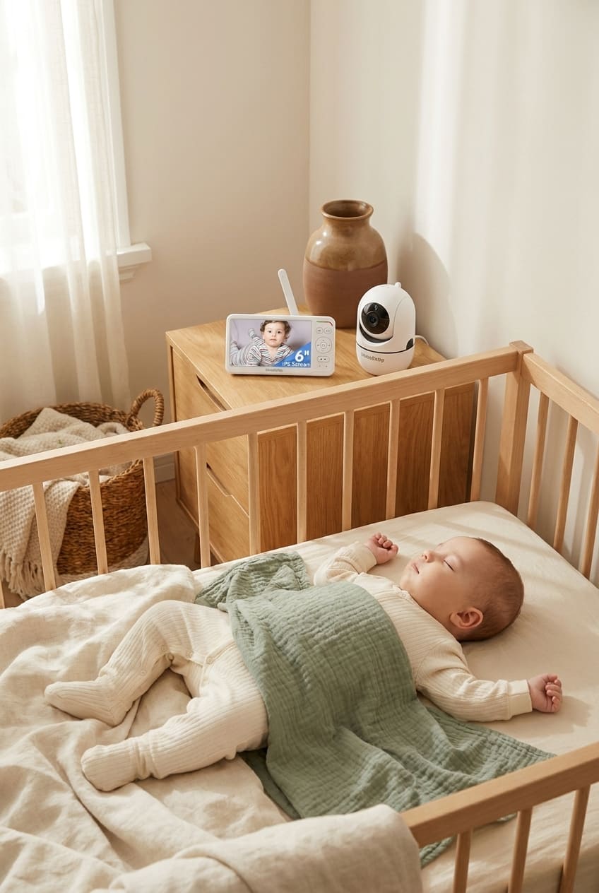 HelloBaby Baby Monitor 6" World First IPS Screen 30H Battery, Secure No WiFi, Pan Tilt Video Camera with Night Vision, VOX, 2-Way Talk, 1000ft, Portable Video Audio Monitor Ideal for Mom, Elderly, Pet