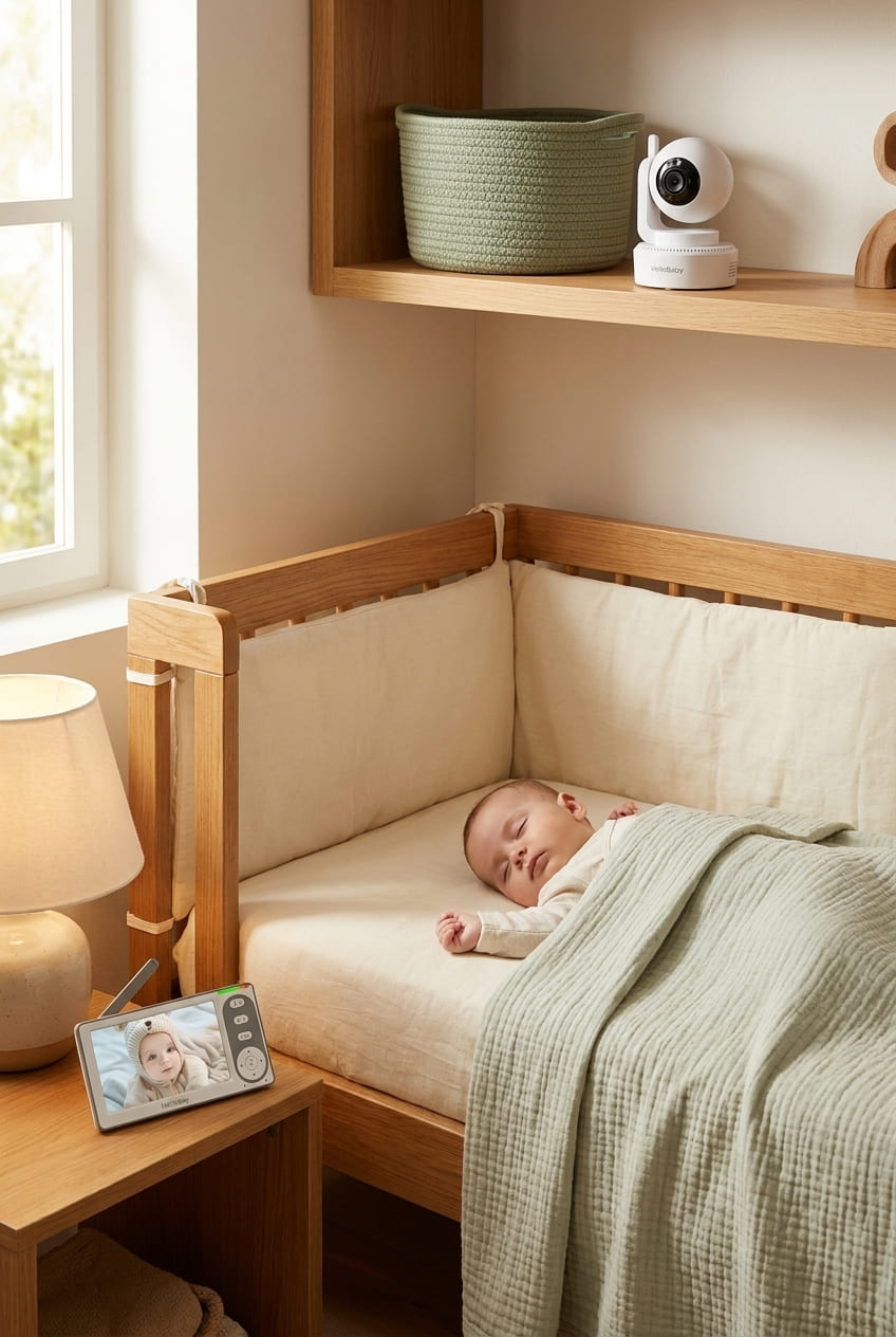 HelloBaby 4.3'' Video Baby Monitor with 30 Hours Battery, Remote Pan-Tilt-Zoom Baby Monitor No WiFi, Baby Monitor with Camera and Audio, Night Vision, ECO Mode, Two-way Talk, 8 Lullabies, 1000ft Range