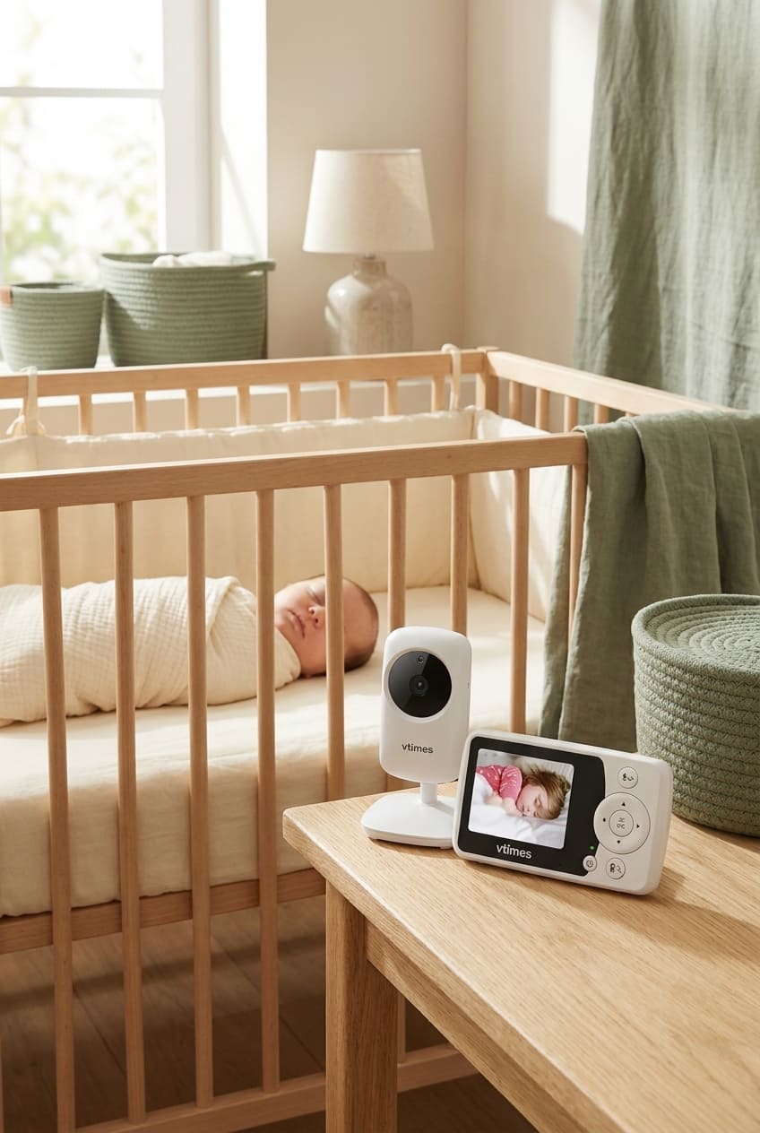 Baby Monitor with Camera and Audio, Video Baby Monitor No WiFi Night Vision 2.4" LCD Screen Portable Baby Camera Monitor Alarm Lullaby Temperature Sensor and 1000ft, Ideal for Baby/Elderly/Pet