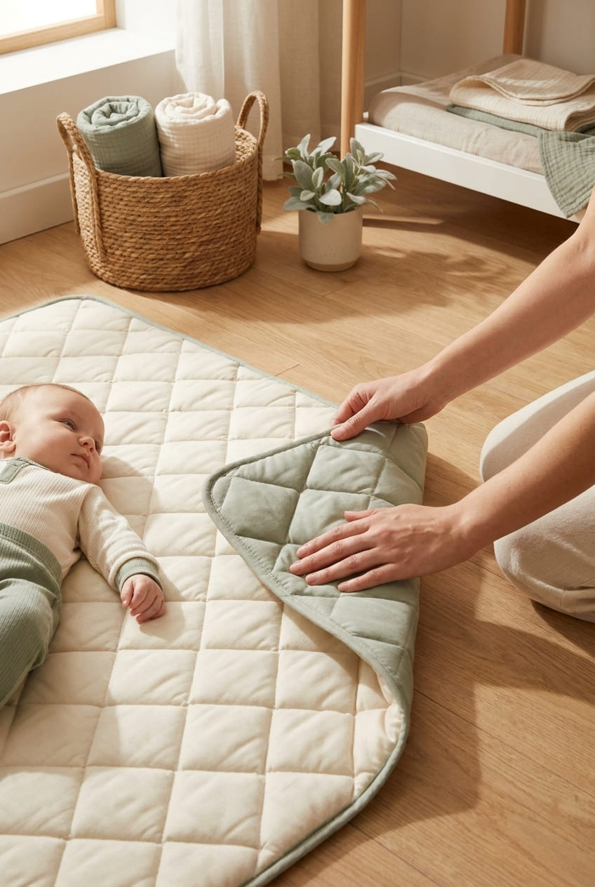 Blissful Diary Baby Play Mats for Floor, 50x50 Inch Crawling Mat for Playpen, Thick Padding Foam Playmats for Babies and Toddlers, Modern Abstract