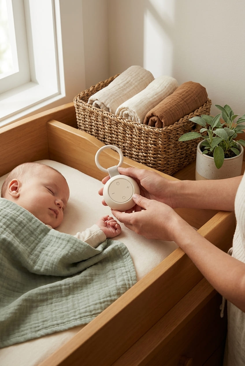 Portable Baby Sound Machine [White Noise for Babies Kids Adults][Timer Function][12 Soothing Sounds][Sleep Boombox] 15 Hours Battery Life, Travel,Registry,Gifts,Shower,Clips on Baby Stroller