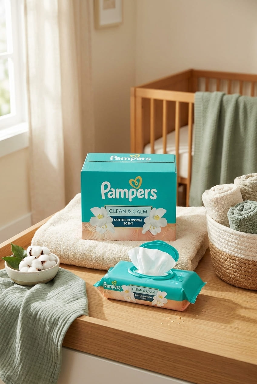 Pampers Wipes, Clean & Calm, Cotton Blossom Scent, 336 Wipes Total (6X Pop-Top Packs)