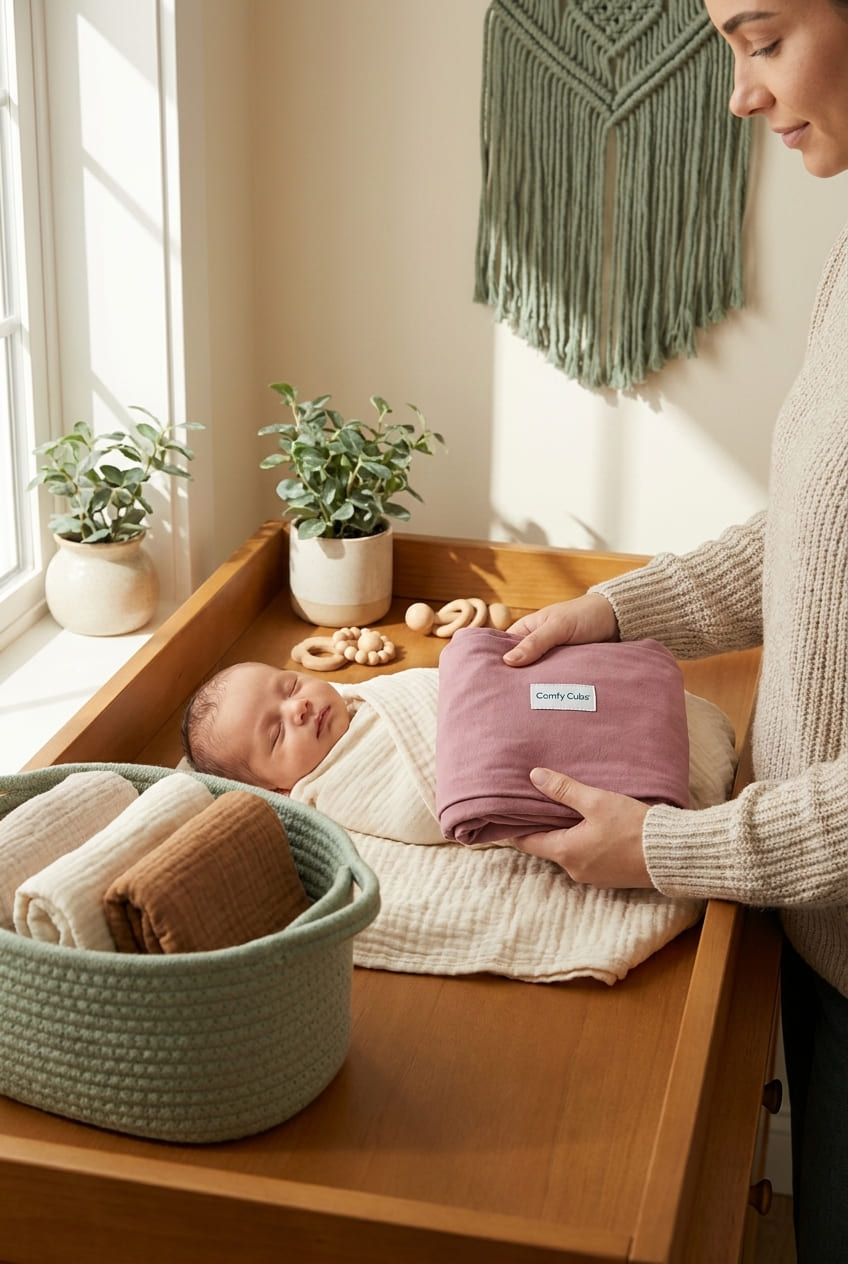 Comfy Cubs Baby Wrap Carrier - Soft & Secure Fit Cotton Blend Baby Carrier Newborn to Toddler - Hands-Free & Lightweight Infant Wrap - Adjustable, One Size Fits All Toddler Sling - Mauve