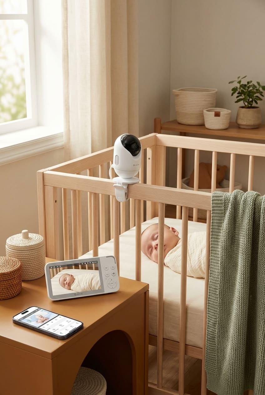 Dr.Care VistaView 5” Smart WiFi Baby Monitor with Clip Mount - 2K HD Camera, App Control, Cry & Motion Alerts, Night Vision, 5000mAh Battery, 2-Way Talk, Multi-User, Triple Security