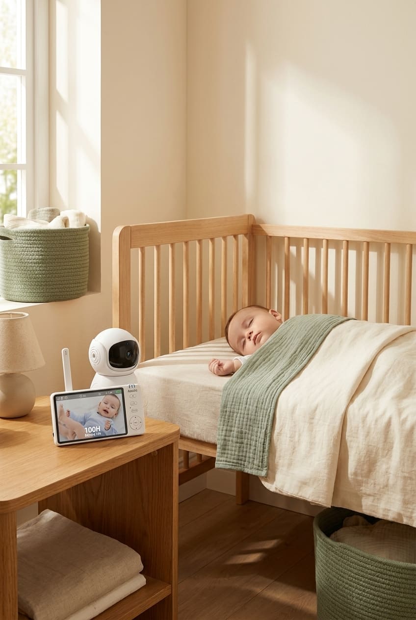 Video Baby Monitor with Camera and Audio,720P 5" HD Wireless No WiFi, 2-Way Talk,Voice Motion Detection, 8 Lullabies, 1000ft Long Range, Night Vision, Temperature & Feeding Alarm, 355° PTZ