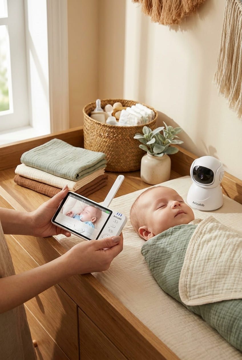 Video Baby Monitor with Camera and Audio, No WiFi Hack-Proof Security, 5" LCD Remote Pan-Tilt-Zoom, 31H Long Battery Life, 1000ft Range, Night Vision, Temperature & Cry Alarms, 2-Way Talk