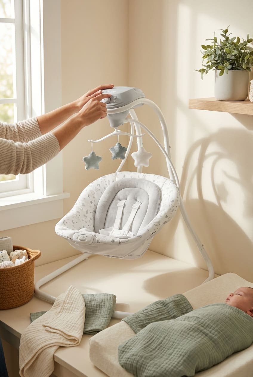 Graco Simple Sway Portable Baby Swing for Infants, Newborn Swing with 15 Songs and Sounds, Great Gift for New Parents, Baby Registry Must Have