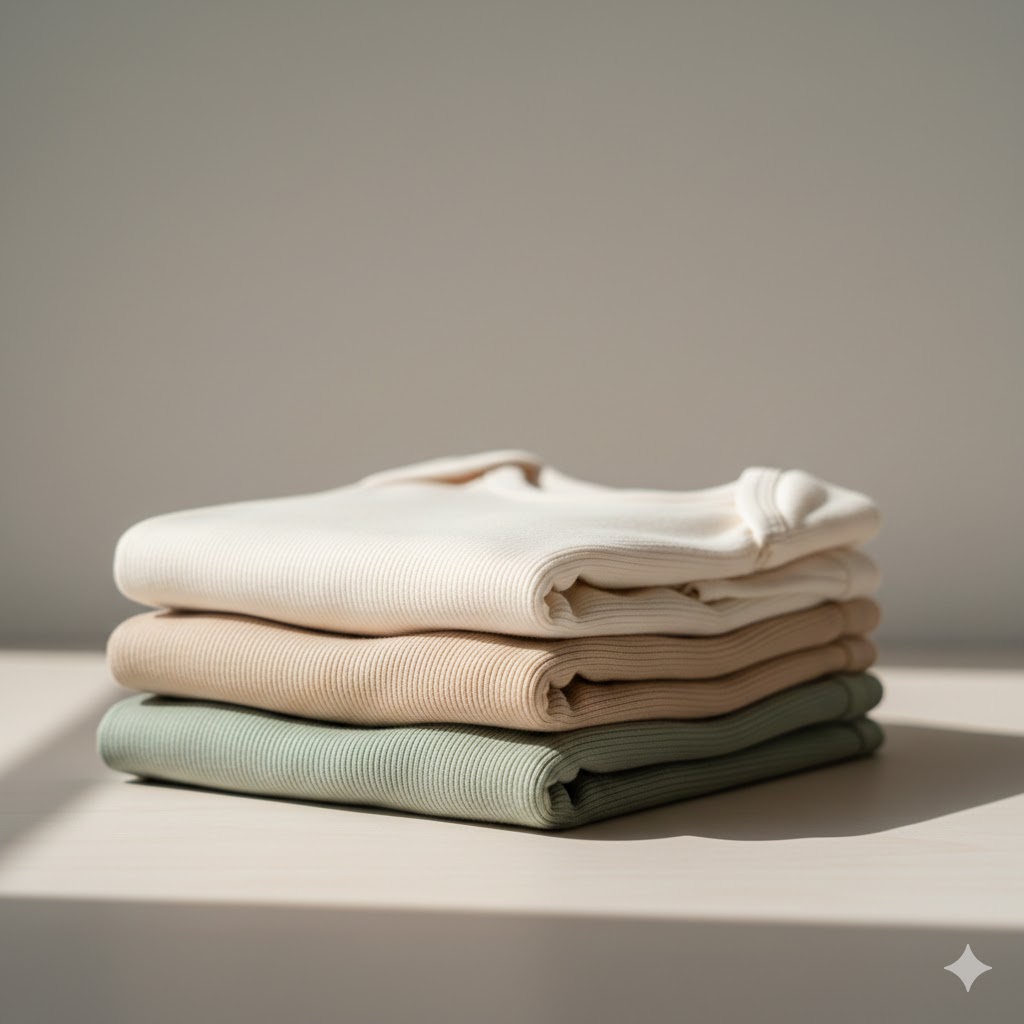 Soft nursery styling details with cozy blankets and minimalist decor